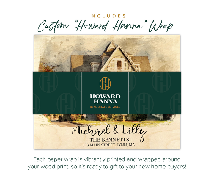 Howard Hanna Custom Closing Gift, Watercolor House Painting on Wood - MWW0001