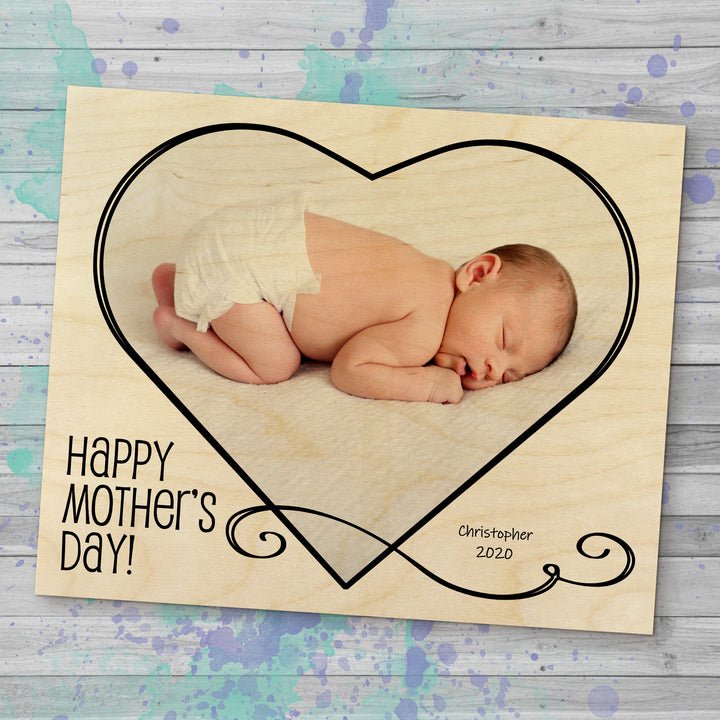 Mothers Day Gift, Mother Daughter Gift - Photo Heart Print on Wood - Custom Photo, New Mom Gift, Grandma Gift, Personalized, Decor MWW0009