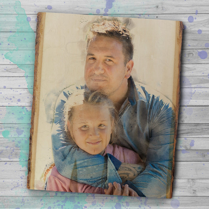 Watercolor Portrait, Custom Photo On Wood MWW0014