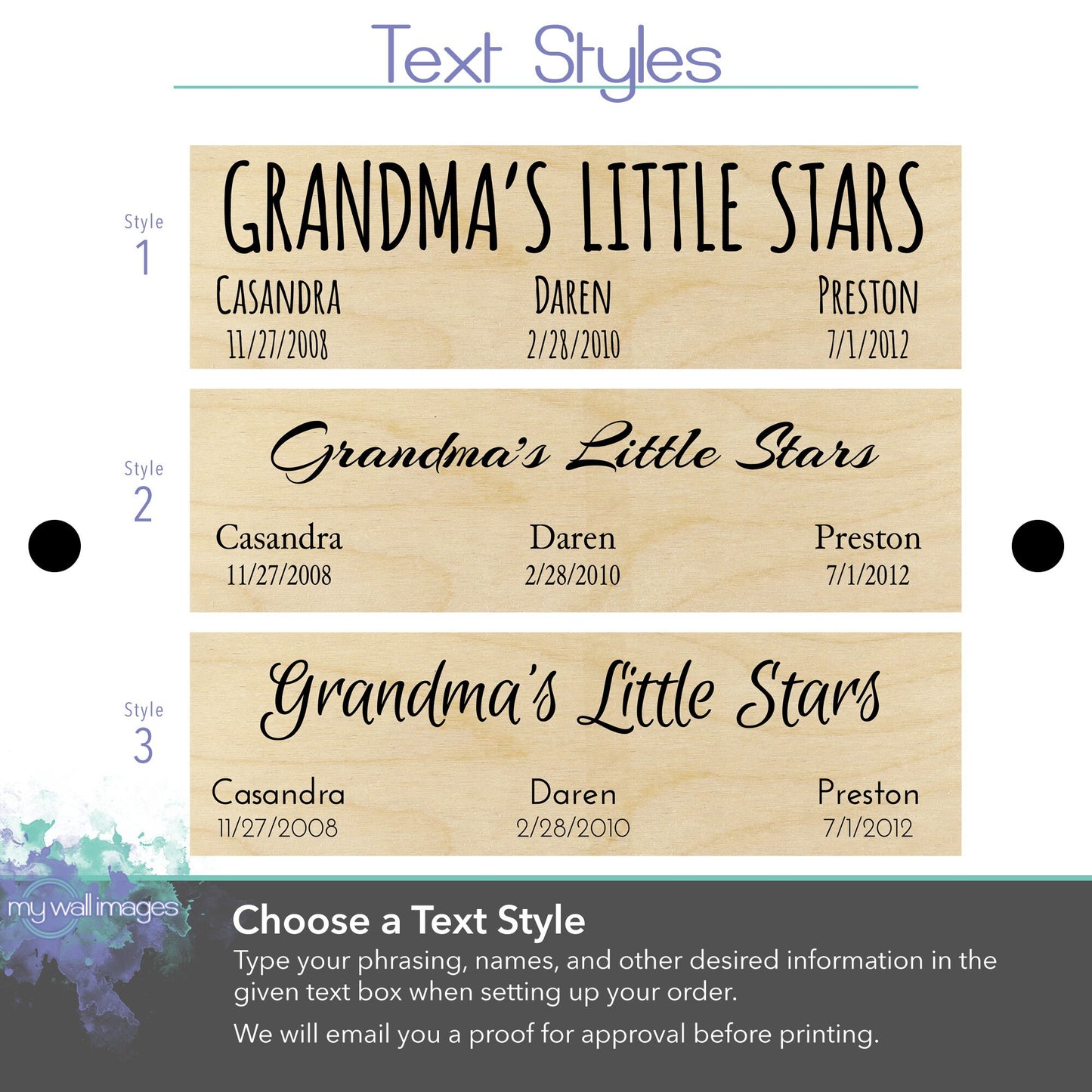 Grandma's Little Stars, Custom Star Map Wood Print MWW0008