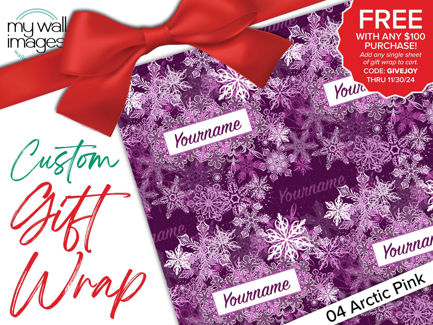 Snowflake Gift Wrap, Holiday Wrapping Paper, Christmas Wrapping Paper, MWG2001