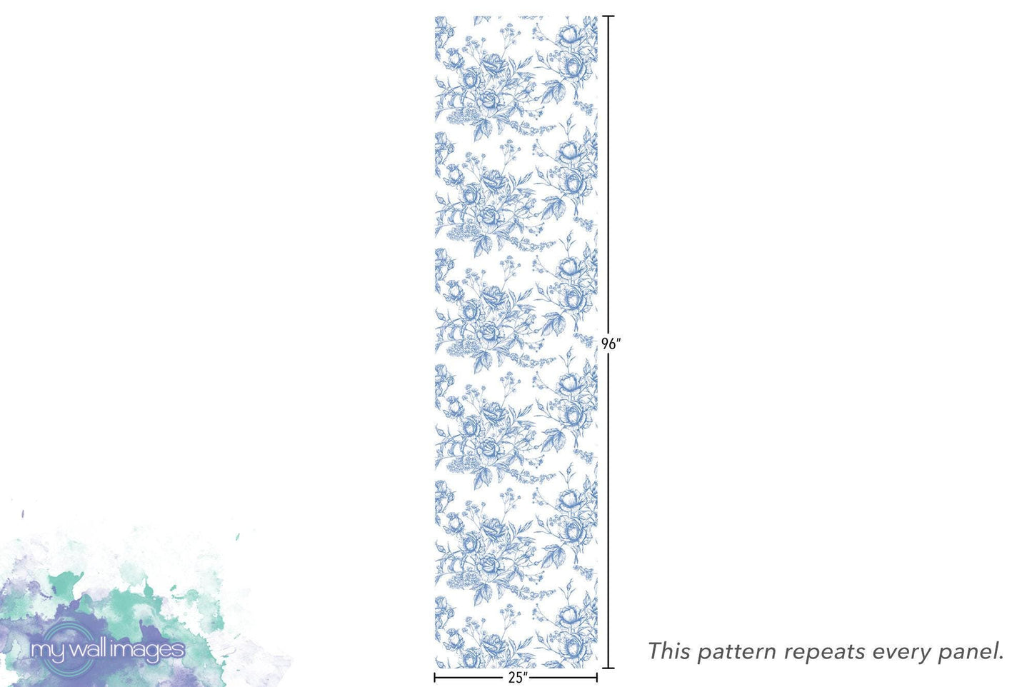 French Provincial Blue Roses Wallpaper MW1502sm