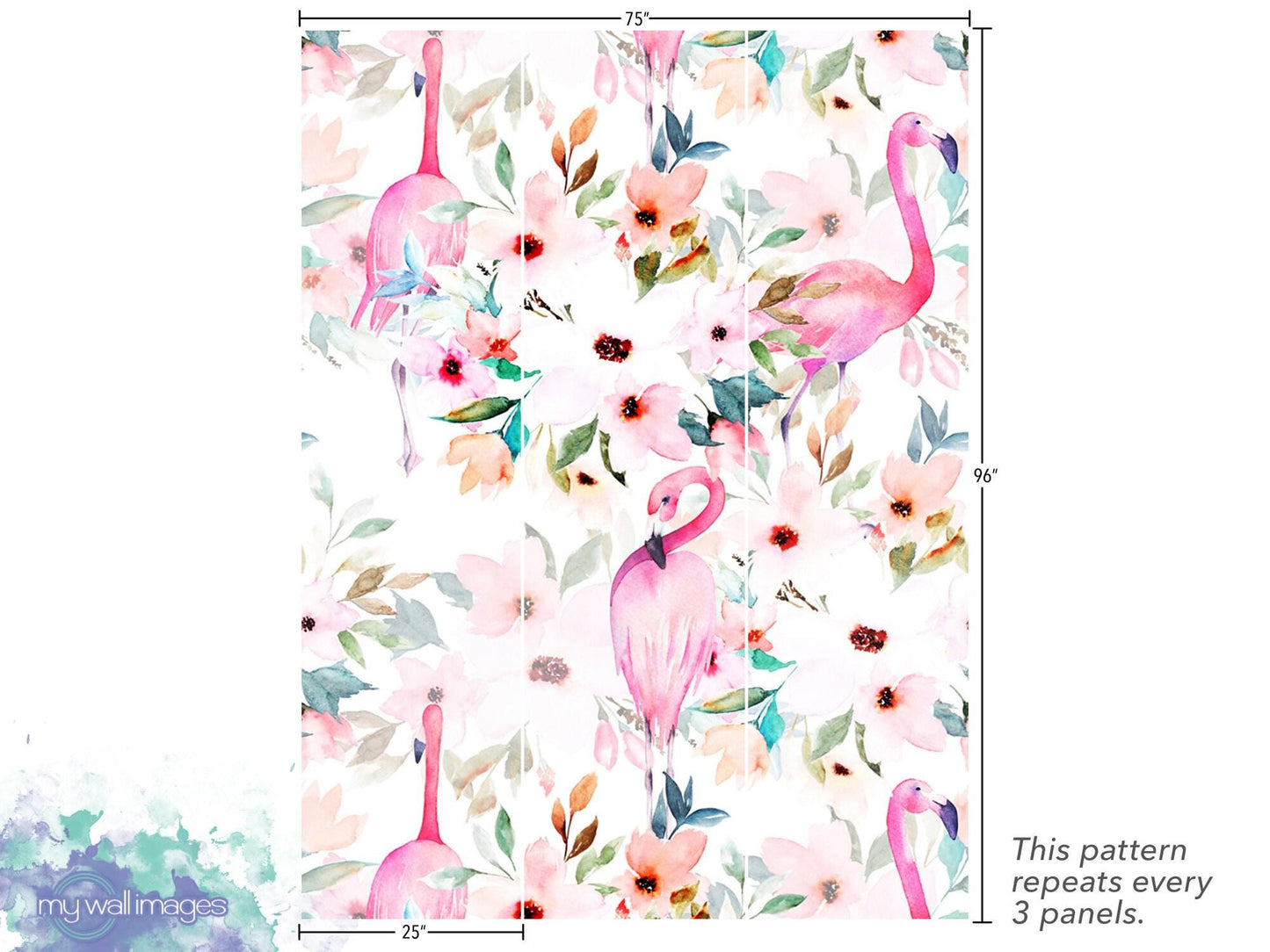 Watercolor Floral Flamingo Pink Wallpaper MW1064