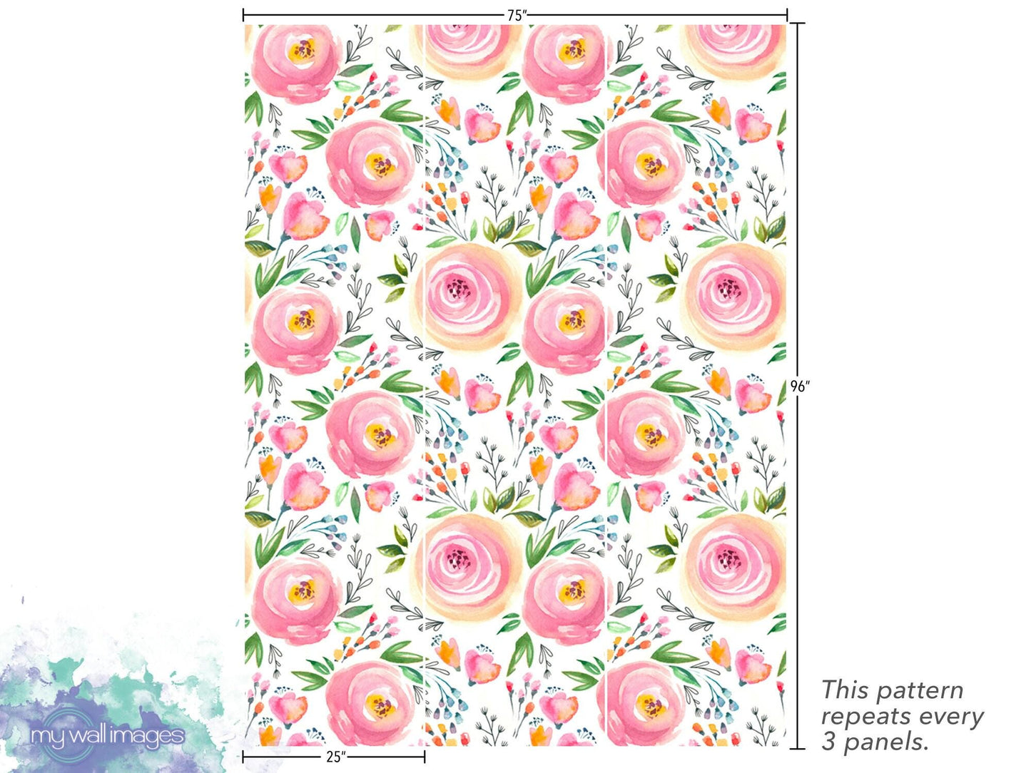 Watercolor Pink Floral Wallpaper MW1048