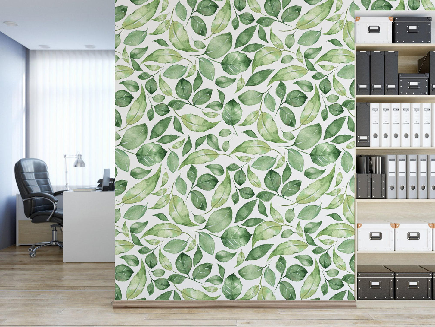 Watercolor Green Leaves Wallpaper MW1068