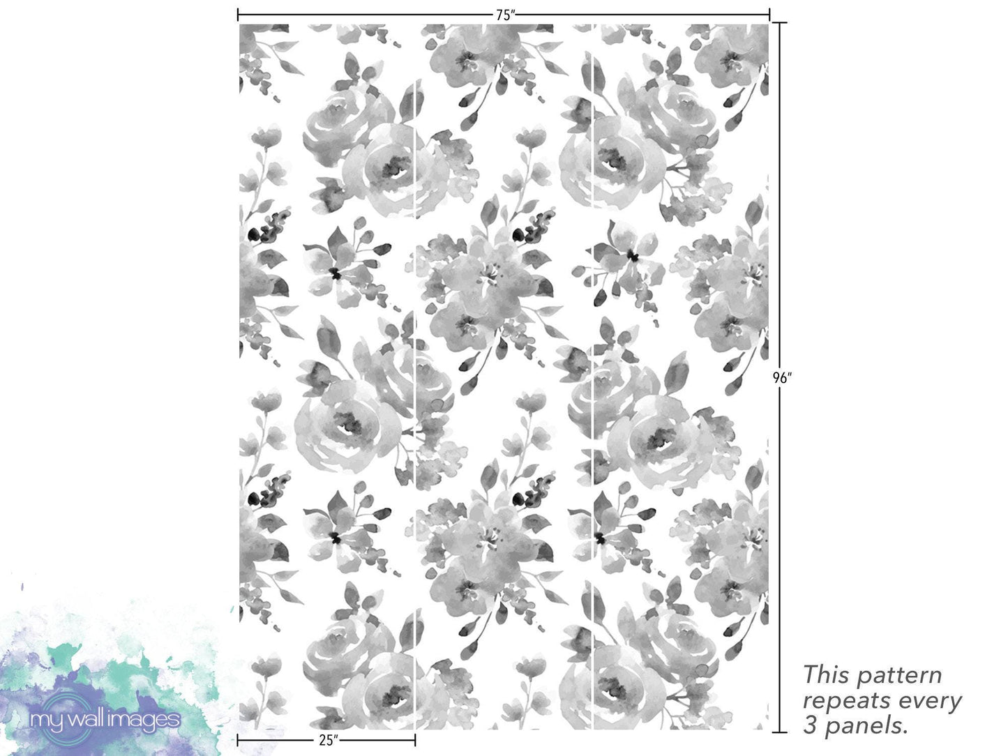 Black & White Shaded Floral Wallpaper MW1043