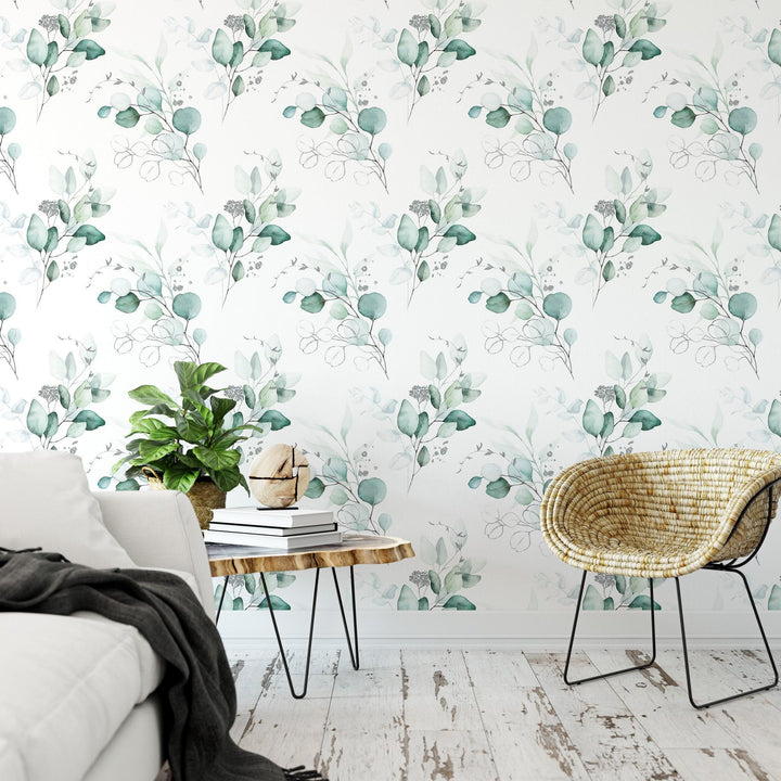 Green and Silver Leaves Wallpaper MW1680Lsm