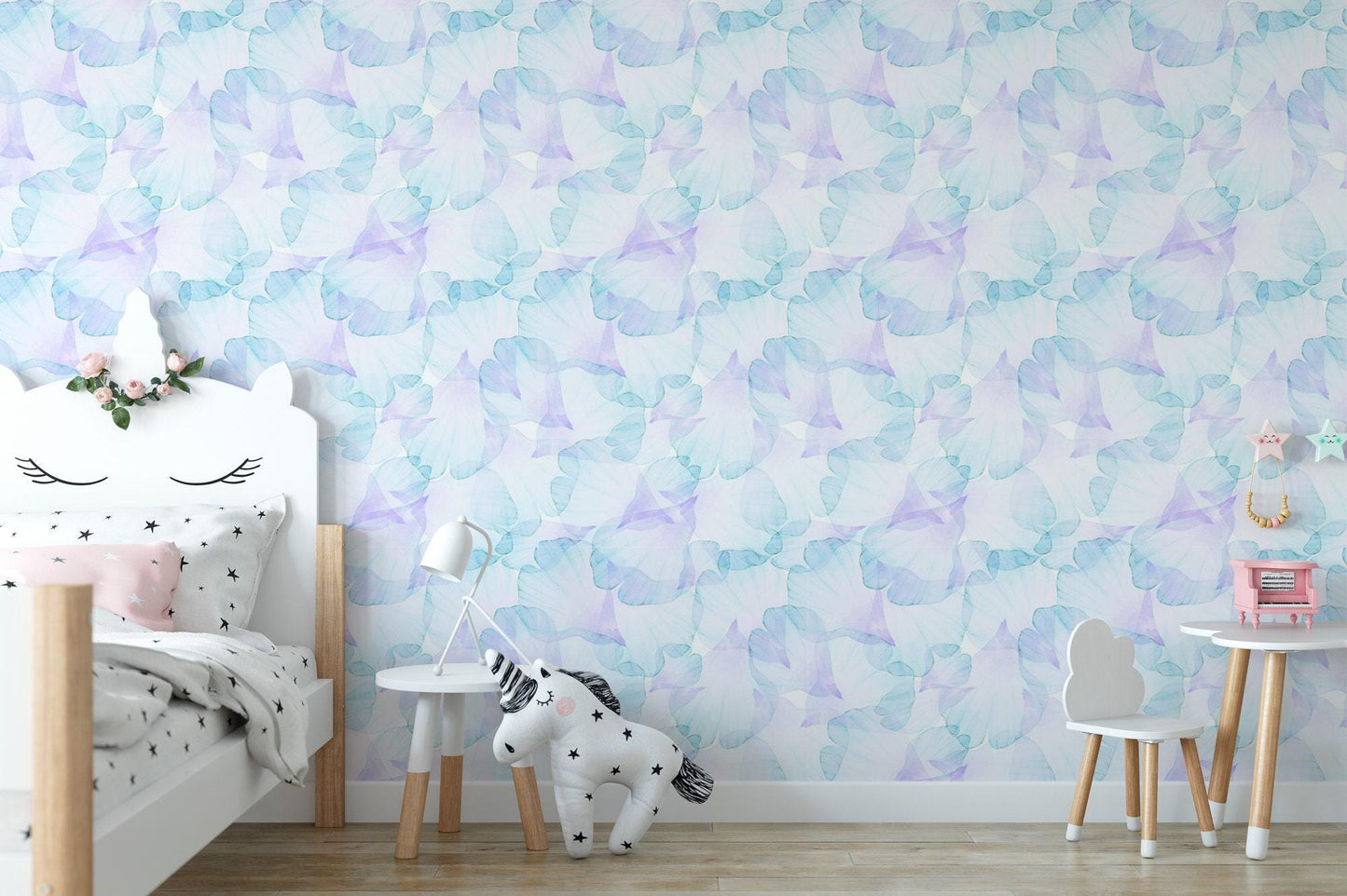 Blushing Blue Floral Wallpaper MW1019sm