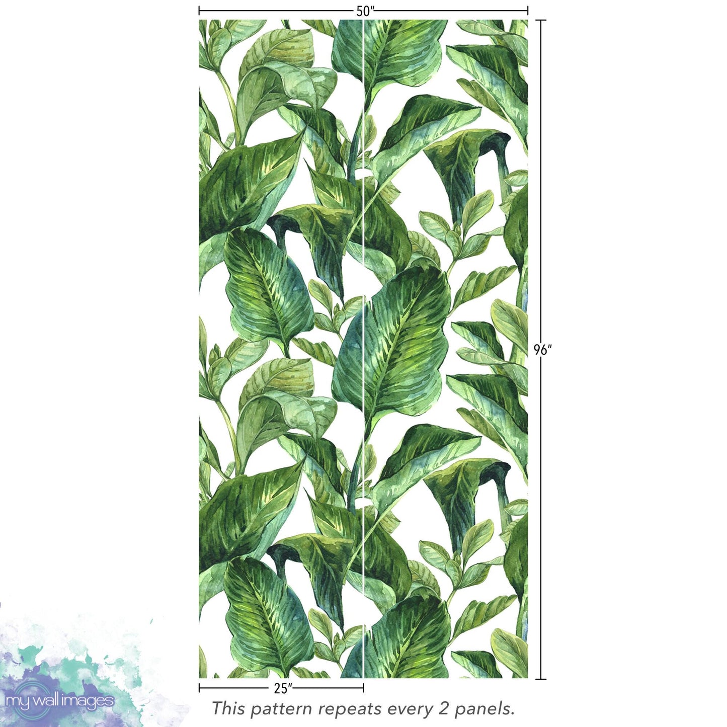 Tropical Palm Leaf Green Watercolor Wallpaper MW1035