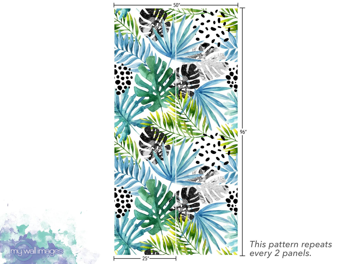 Tropical Floral Palm Leaf Wallpaper MW1001