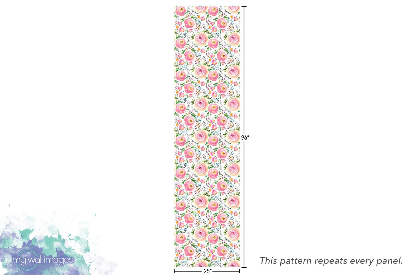 Watercolor Pink Floral Wallpaper MW1048sm