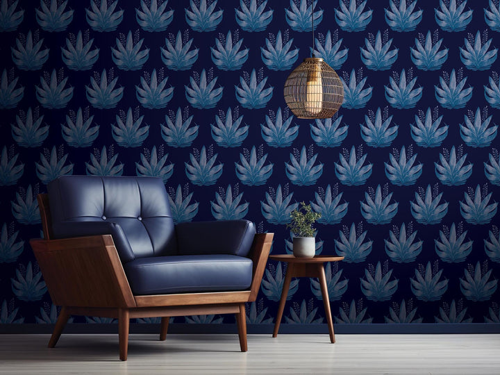 Watercolor Fleur Dark Blues Removable Wallpaper, Wall Art, Peel and Stick Wallpaper, Wall Decor, Accent Wall, Teen Room, Trendy Teen, MW1980