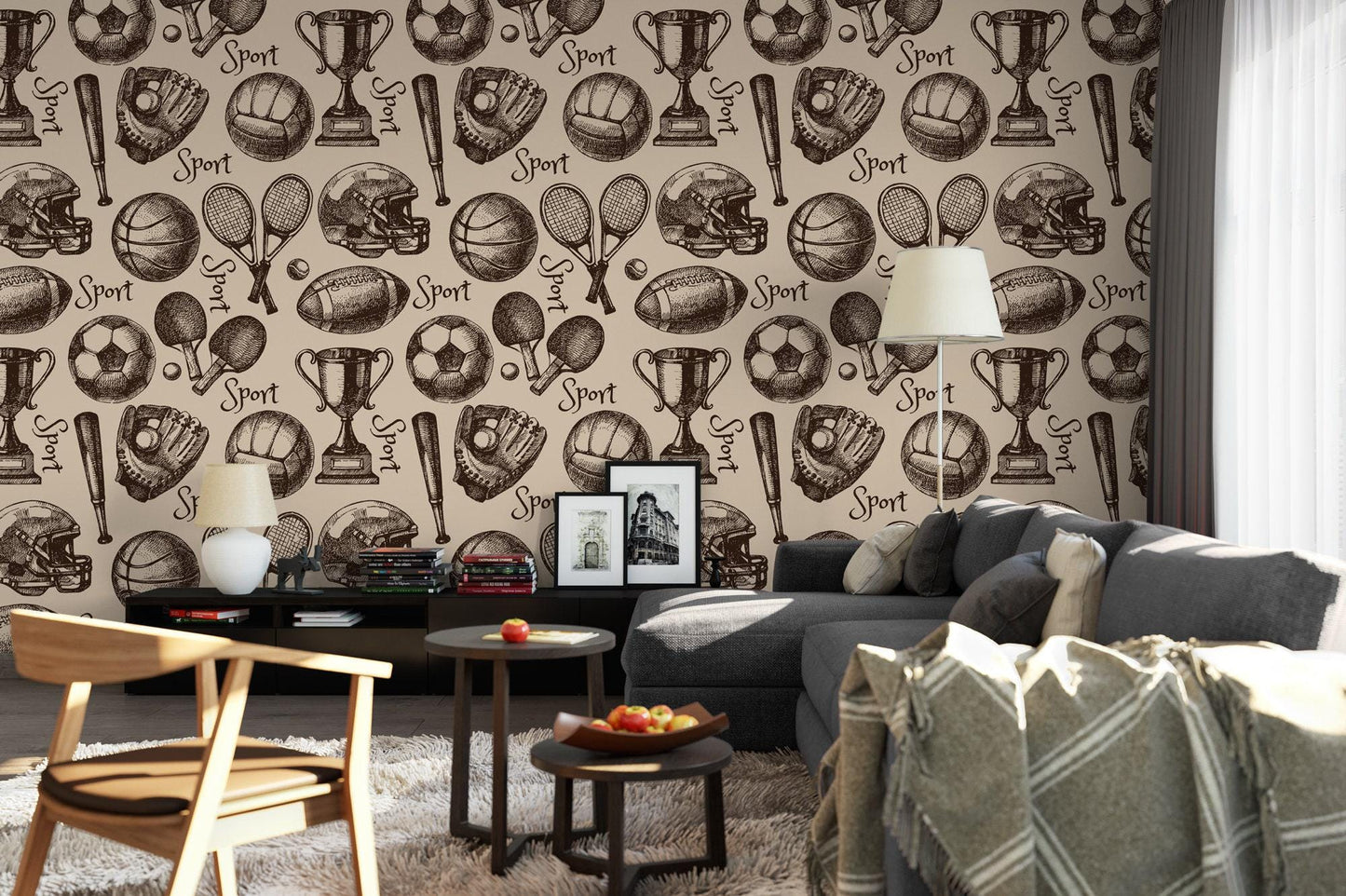 Hand Drawn Sports Themed Wallpaper MW1252