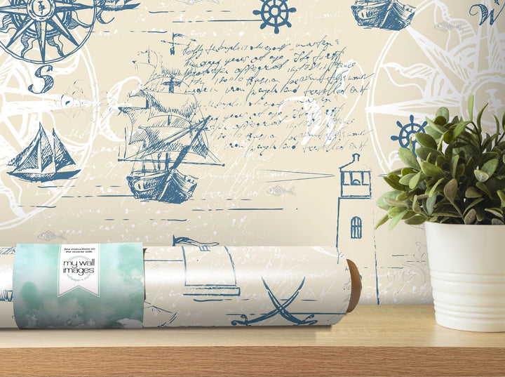 Vintage Nautical Map Wallpaper MW1465