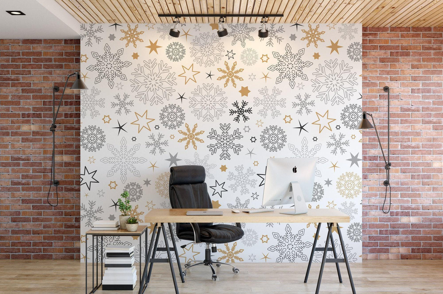 Neutral Christmas Snowflakes Wallpaper MW1148