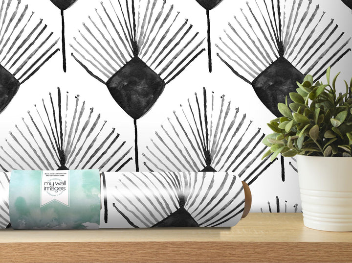 Black Boho Spray Removable Wallpaper, Wall Art, Peel and Stick Wallpaper, Wall Decor, Accent Wall, Modern Decor, Cowgirl Core MW2046