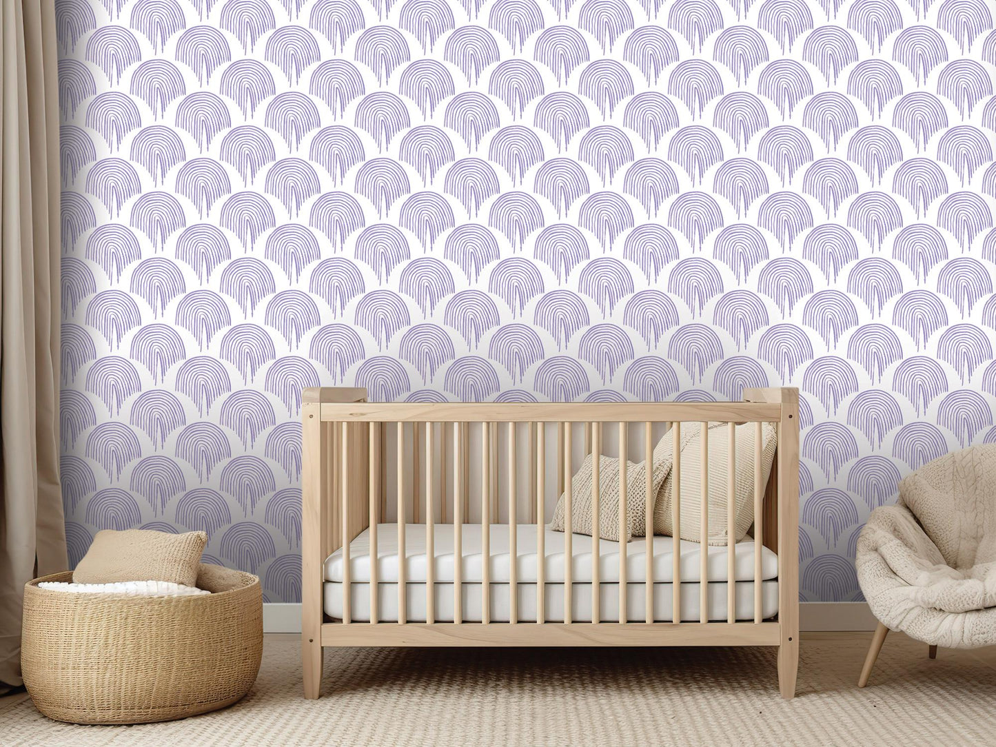 Lavender Boho Floating Rainbow Removable Wallpaper, Wall Art, Peel and Stick Wallpaper, Wall Decor, Teen Decor, Teen Room, Modern, MW2107