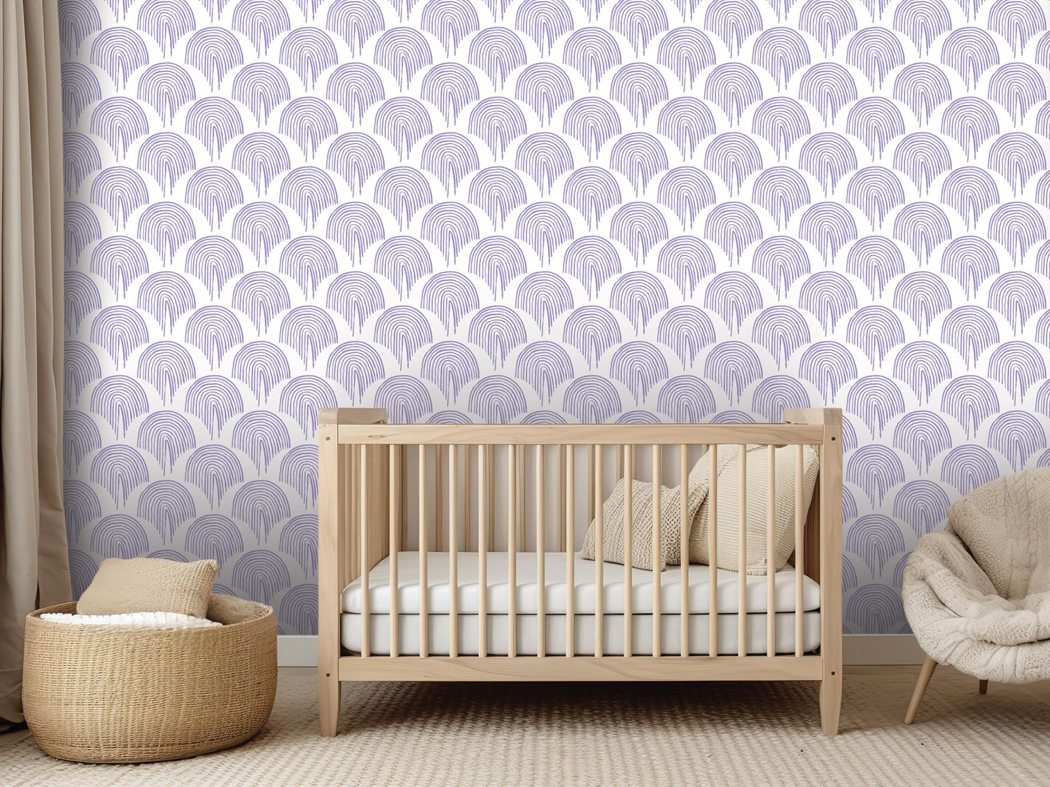 Lavender Boho Floating Rainbow Removable Wallpaper, Wall Art, Peel and Stick Wallpaper, Wall Decor, Teen Decor, Teen Room, Modern, MW2107