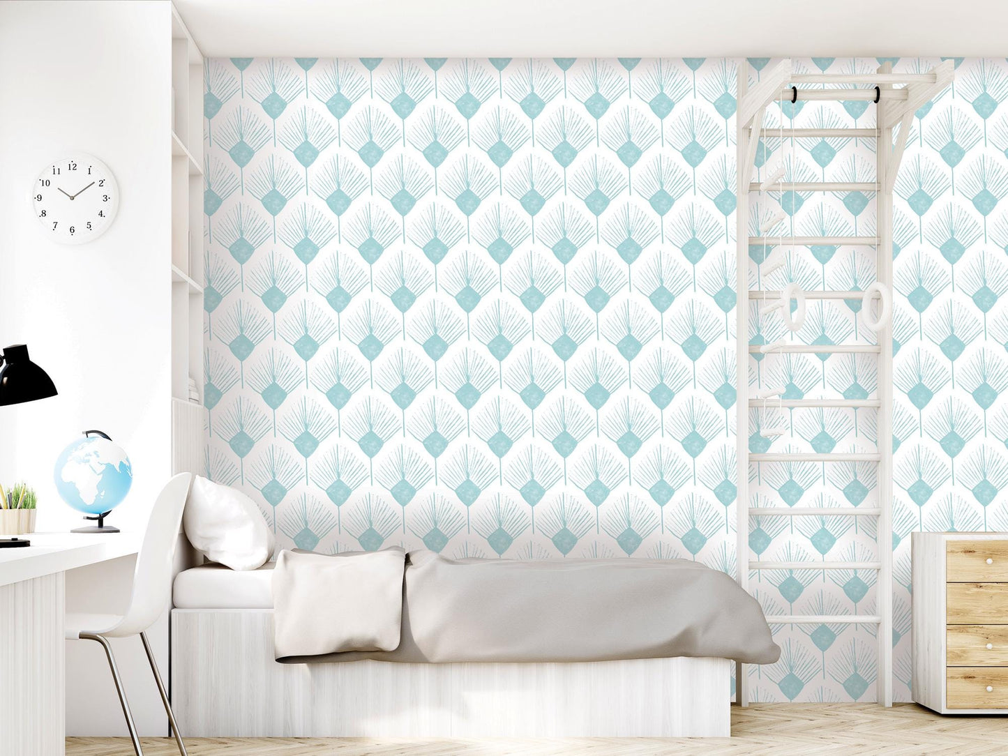 Soft Turqoise Boho Spray Removable Wallpaper, Wall Art, Peel and Stick Wallpaper, Wall Decor, Accent Wall, Modern Decor, Cowgirl Core MW2050