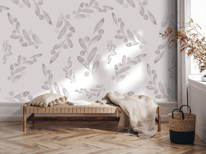 a room with a bed and a plant in it
