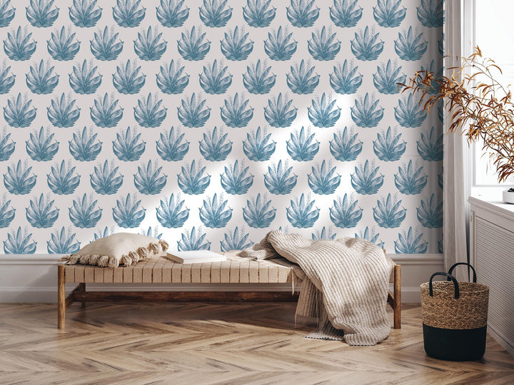 Watercolor Fleur Blue White Removable Wallpaper, Wall Art, Peel and Stick Wallpaper, Wall Decor, Accent Wall, MW1975