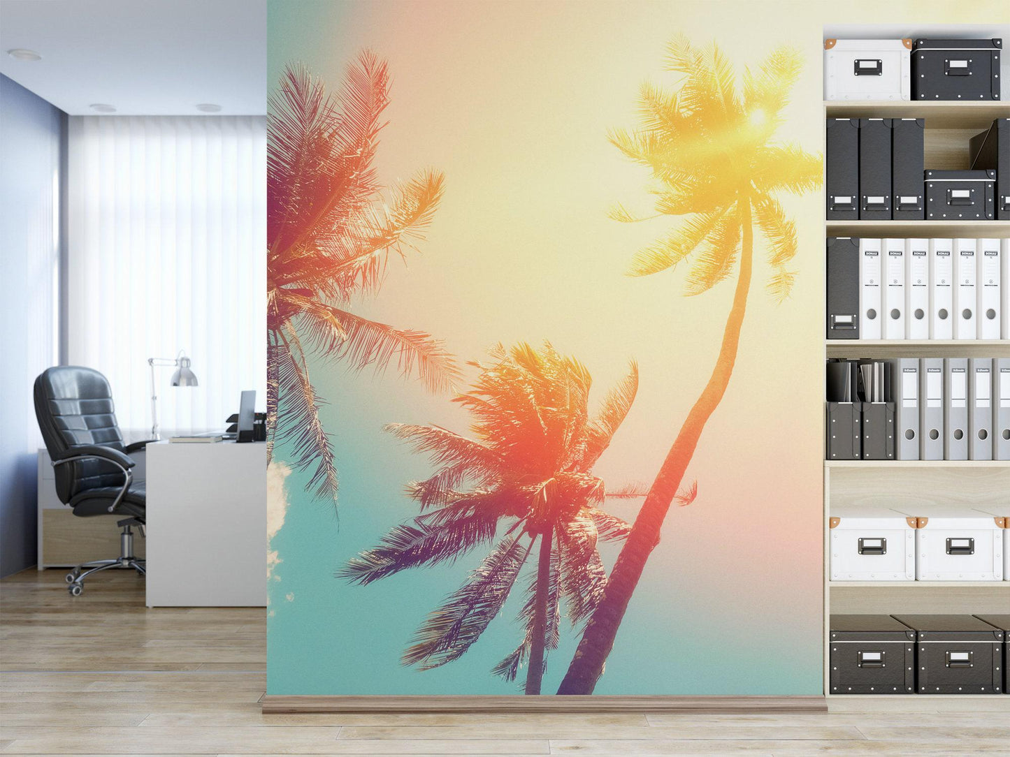 Beach Mural, Tropical Palm Trees in Sunlight Wallpaper MW1168
