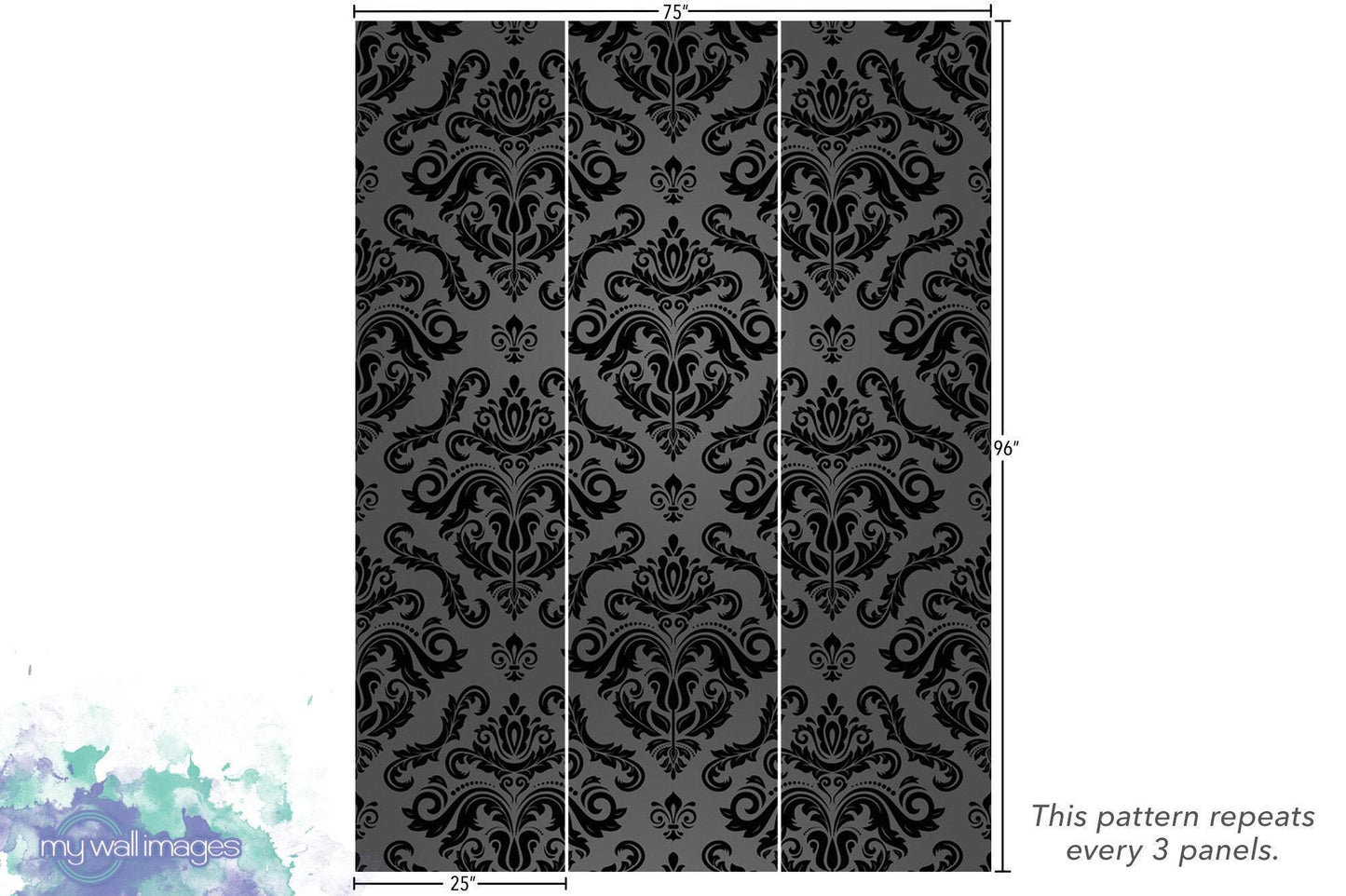 Vintage Dark Damask Wallpaper MW1547