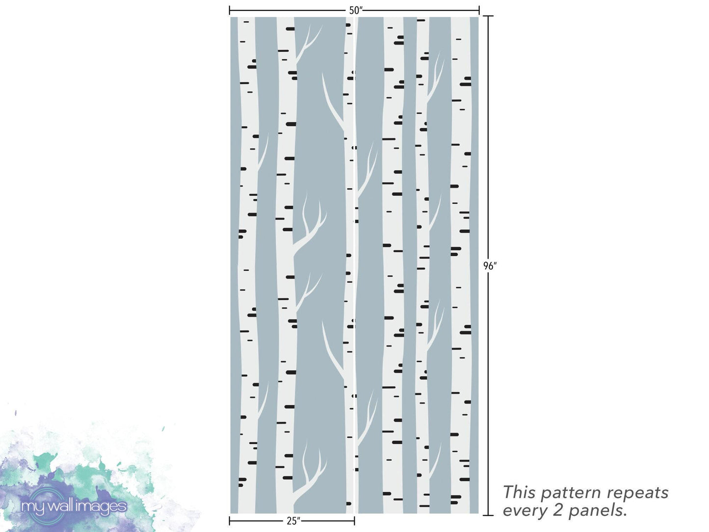 Birch Trees Forest Removable Wallpaper, Wall Art, Peel and Stick Wallpaper, Mural, Living Room, Nursery Wallpaper, Accent, MW1285