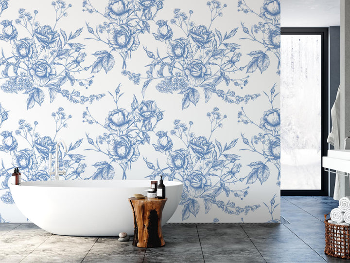 a white bath tub sitting next to a wooden stool