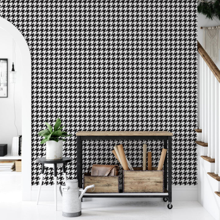 Houndstooth Black and White Wallpaper MW1694