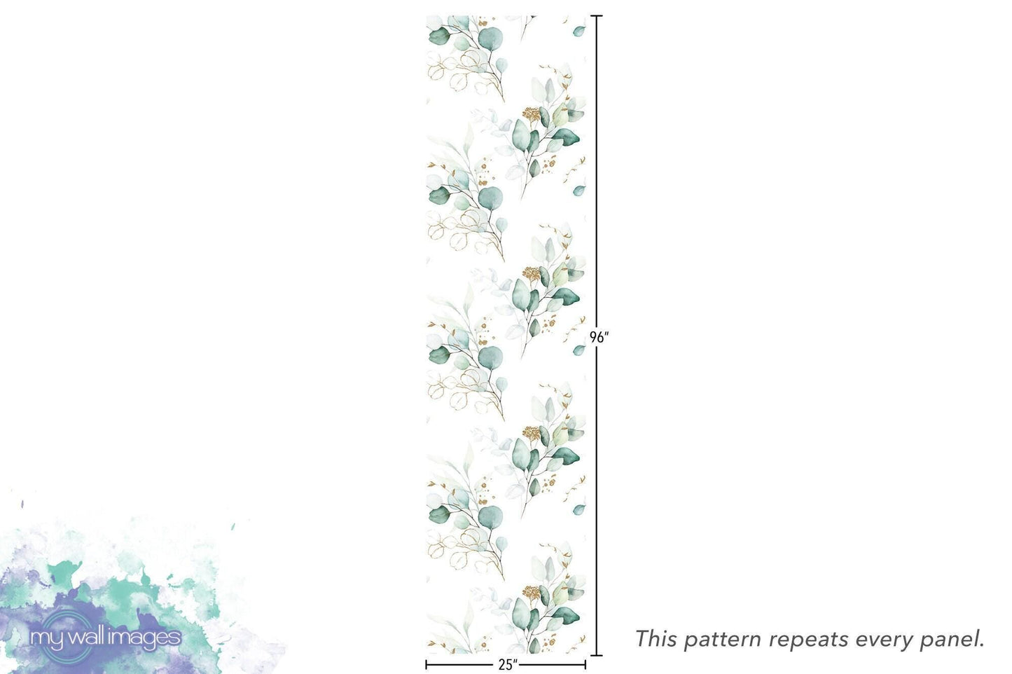 Green and Gold Eucalyptus Leaf Wallpaper MW1316sm