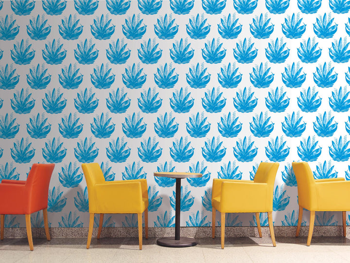 Watercolor Fleur Bright Blue Removable Wallpaper, Wall Art, Peel and Stick Wallpaper, Wall Decor, Accent Wall, Teen Room, Trendy Teen MW1974