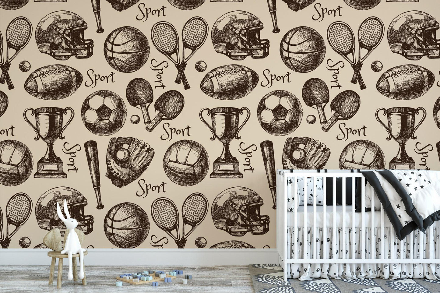 Hand Drawn Sports Themed Wallpaper MW1252
