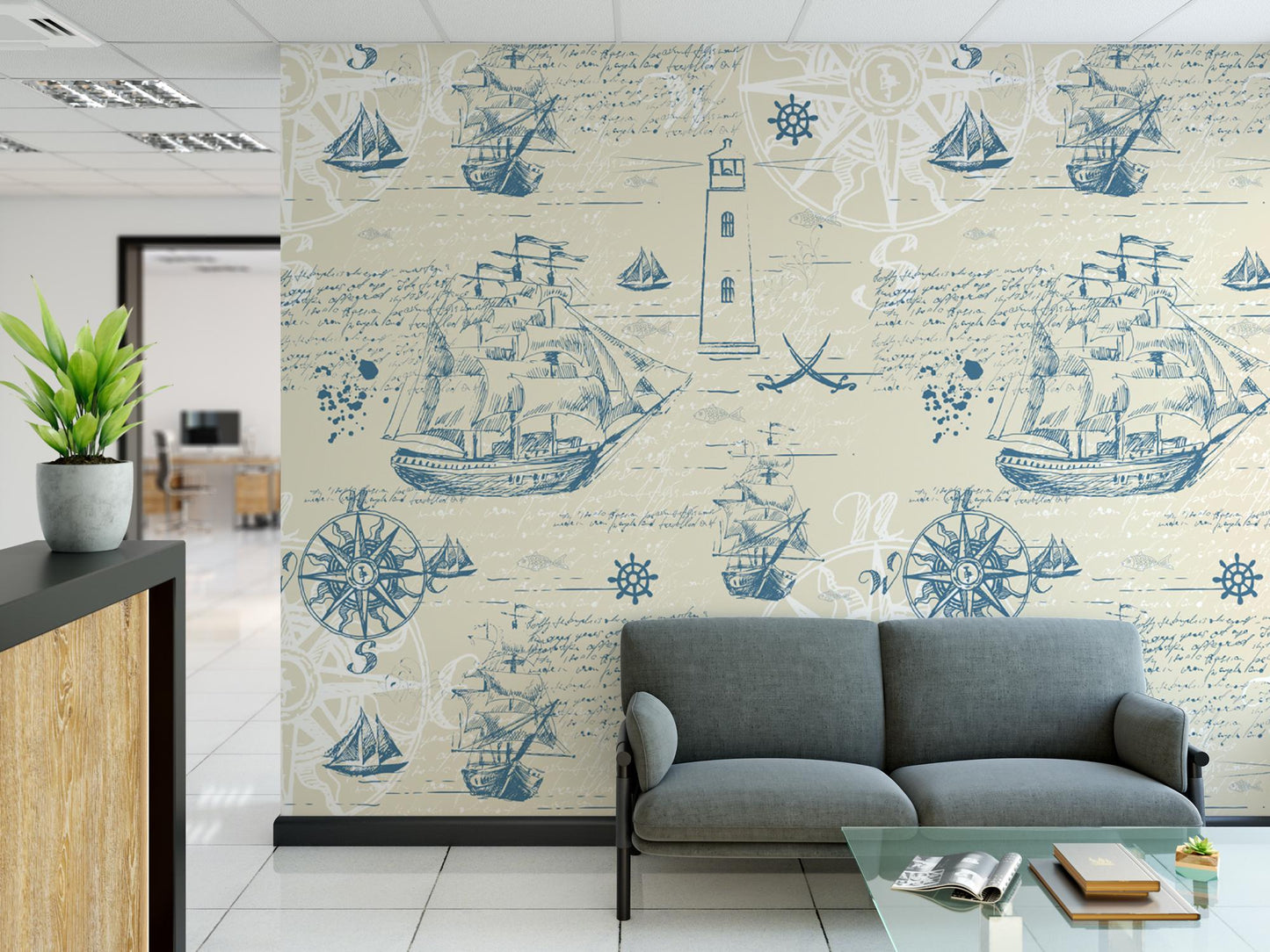 Vintage Nautical Map Wallpaper MW1465