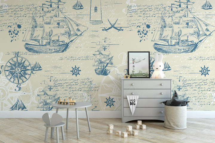 Vintage Nautical Map Wallpaper MW1465