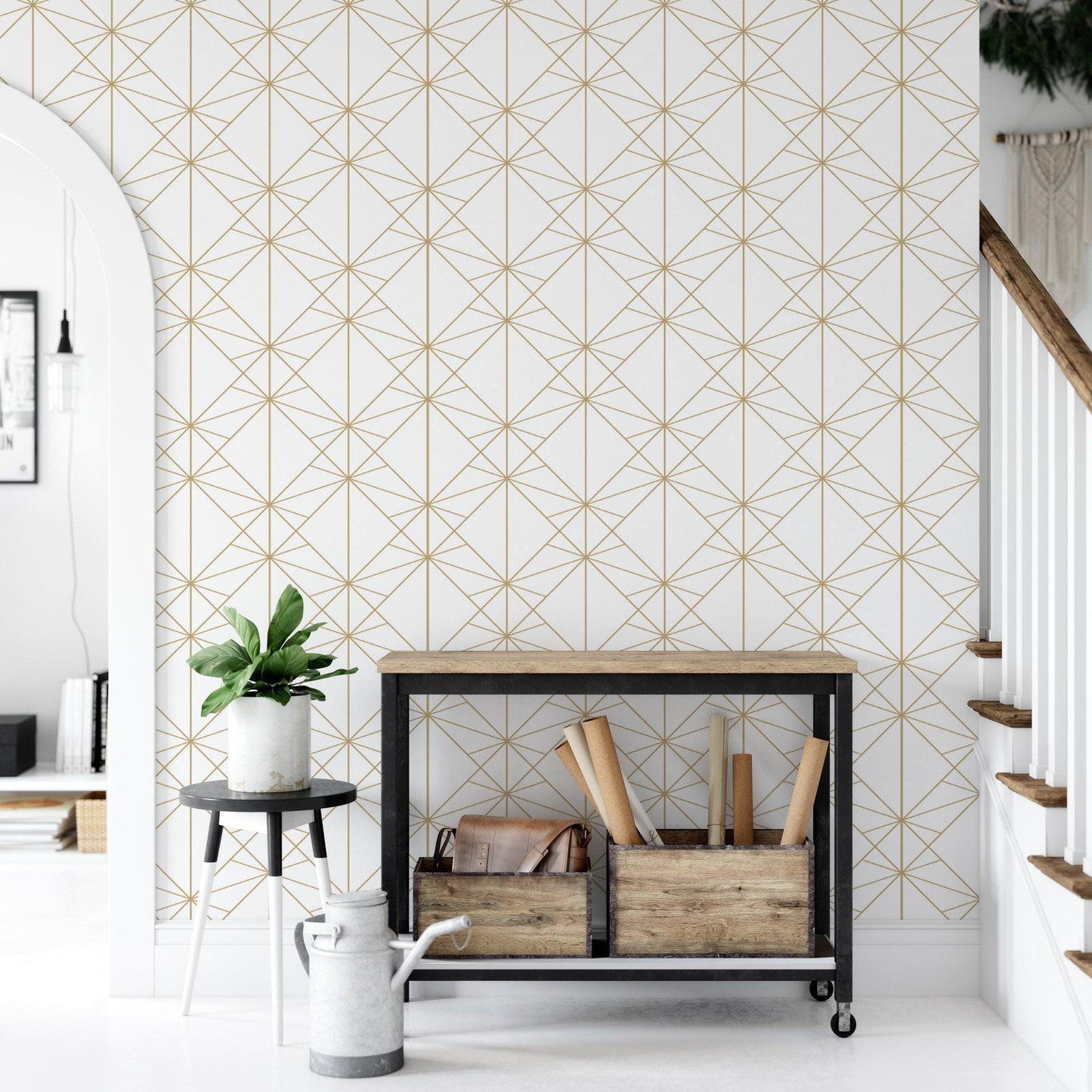 Abstract Golden Lines Pattern Wallpaper MW1412