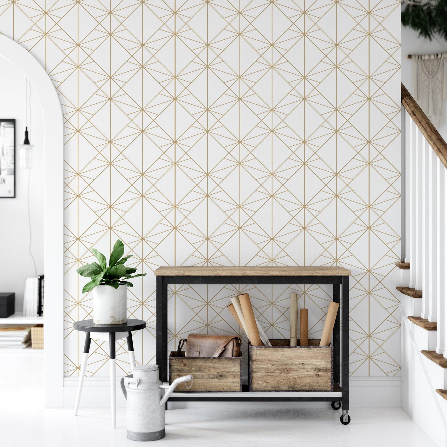 Abstract Golden Lines Pattern Wallpaper MW1412