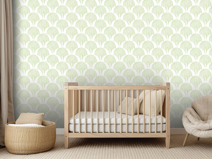 Lime Boho Floating Rainbow Removable Wallpaper, Wall Art, Peel and Stick Wallpaper, Wall Decor, Nursery Decor, Kids Room, Neutral, MW2112