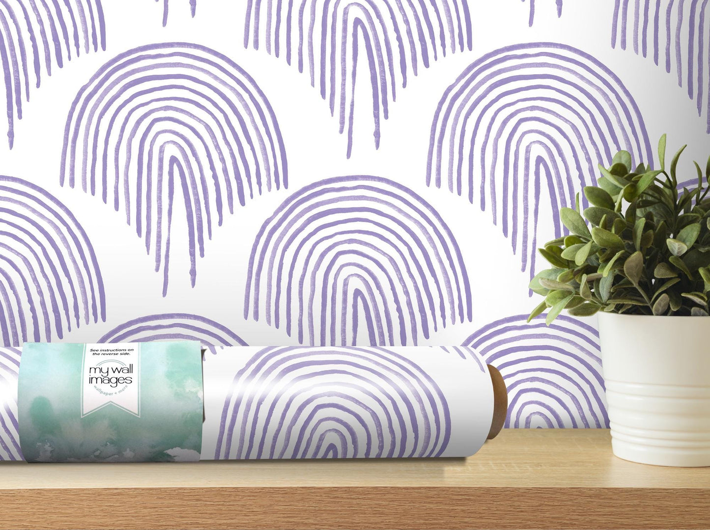 Lavender Boho Floating Rainbow Removable Wallpaper, Wall Art, Peel and Stick Wallpaper, Wall Decor, Teen Decor, Teen Room, Modern, MW2107