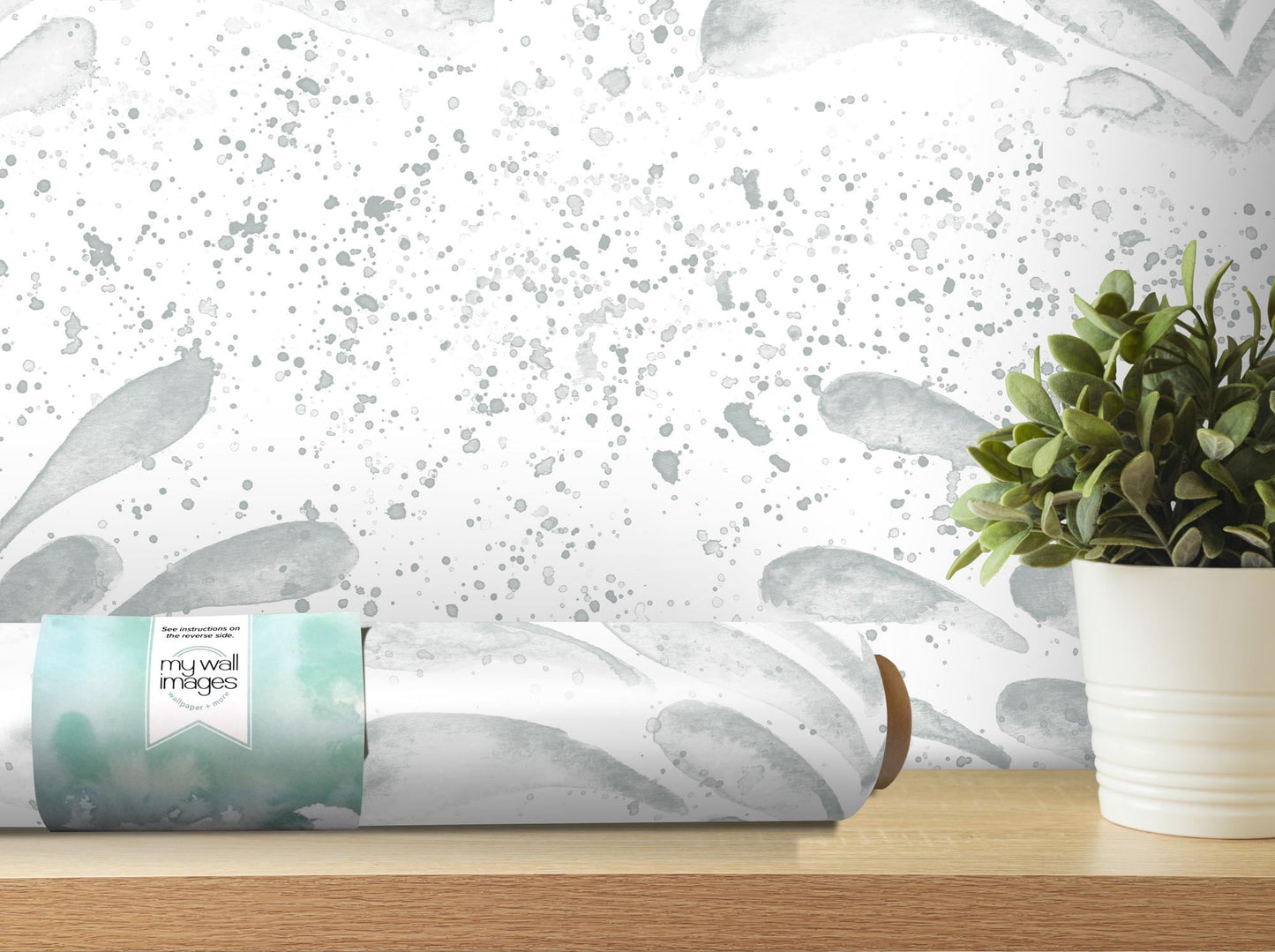 Gray Splashy Watercolor Fleur Removable Wallpaper, Wall Art, Peel and Stick Wallpaper, Wall Decor, Accent, Nursery, Teen, Kids Room, MW2100