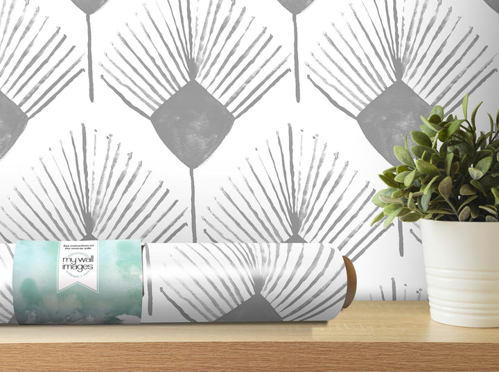 Soft Gray Boho Spray Removable Wallpaper, Wall Art, Peel and Stick Wallpaper, Wall Decor, Accent Wall, Modern Decor, Cowgirl Core MW2051