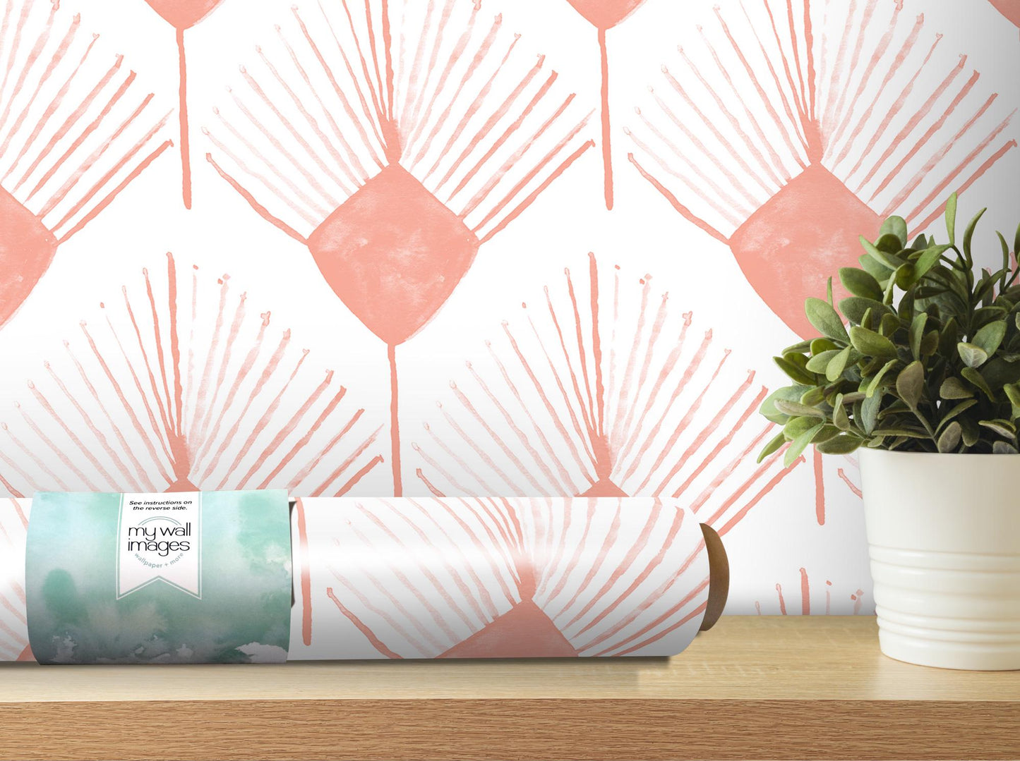 Peachy Pink Boho Spray Removable Wallpaper, Wall Art, Peel and Stick Wallpaper, Wall Decor, Accent Wall, Modern Decor, Cowgirl Core MW2053