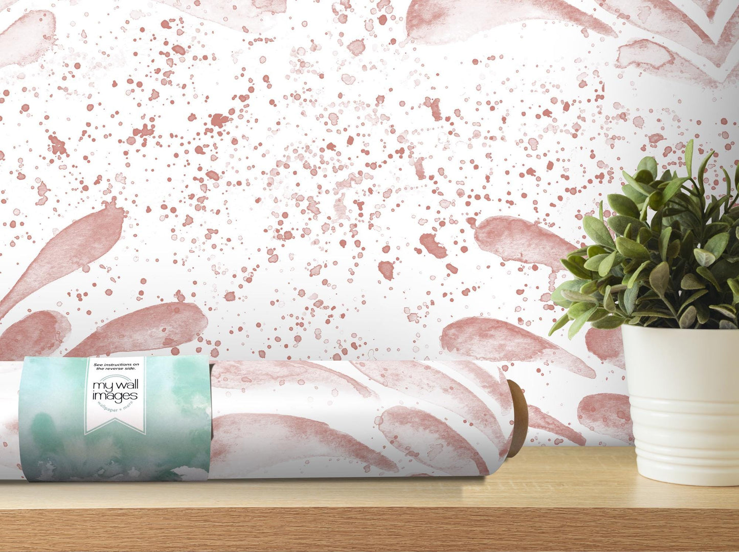 Dusty Rose Splashy Watercolor Fleur Removable Wallpaper, Wall Art, Peel and Stick Wallpaper, Wall Decor, Nursery, Teen, Kids Room, MW2093