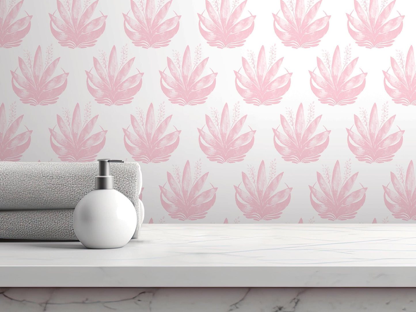 Watercolor Fleur Blush Pink Removable Wallpaper, Wall Art, Peel and Stick Wallpaper, Wall Decor, Accent Wall, Teen Room, Trendy Teen, MW1977