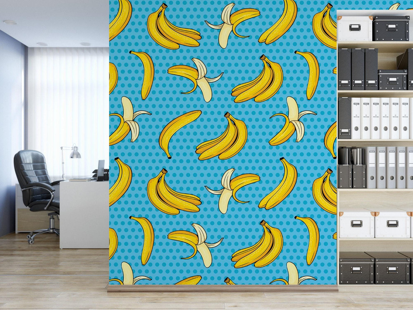 Pop Art Bananas on Turquoise Wallpaper MW1710
