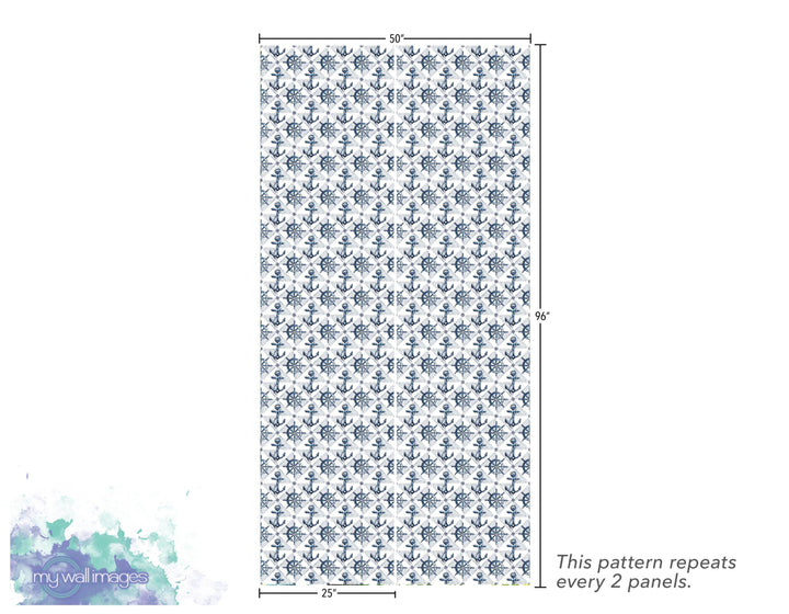 Anchor Nautical Compass, Removable Wallpaper, Peel and Stick Wallpaper, Wall Mural, Room Decor, Accent Wall, Bath, Lake Beach House, Custom