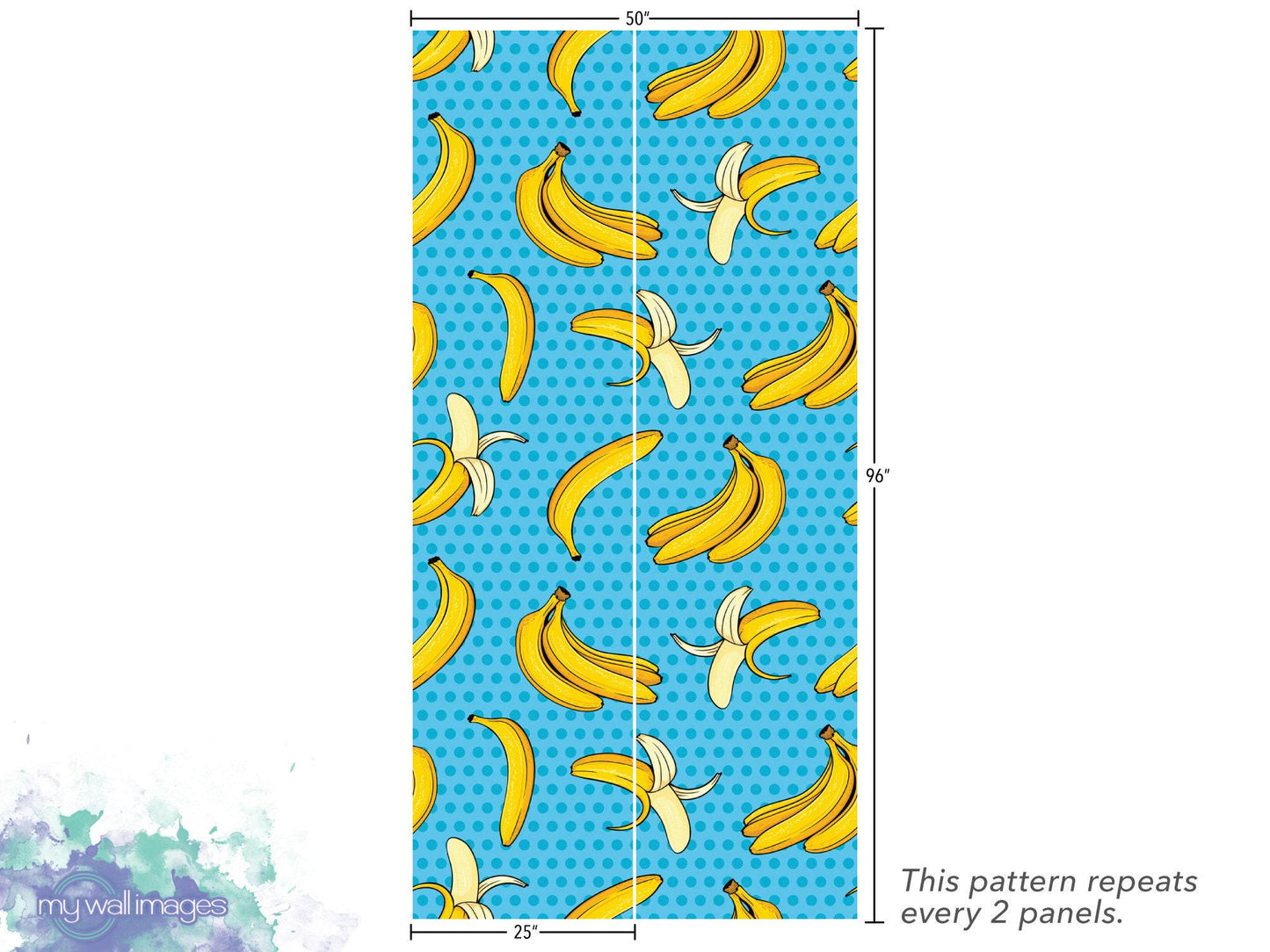 Pop Art Bananas on Turquoise Wallpaper MW1710