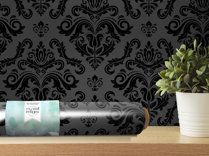 Vintage Dark Damask Wallpaper MW1547