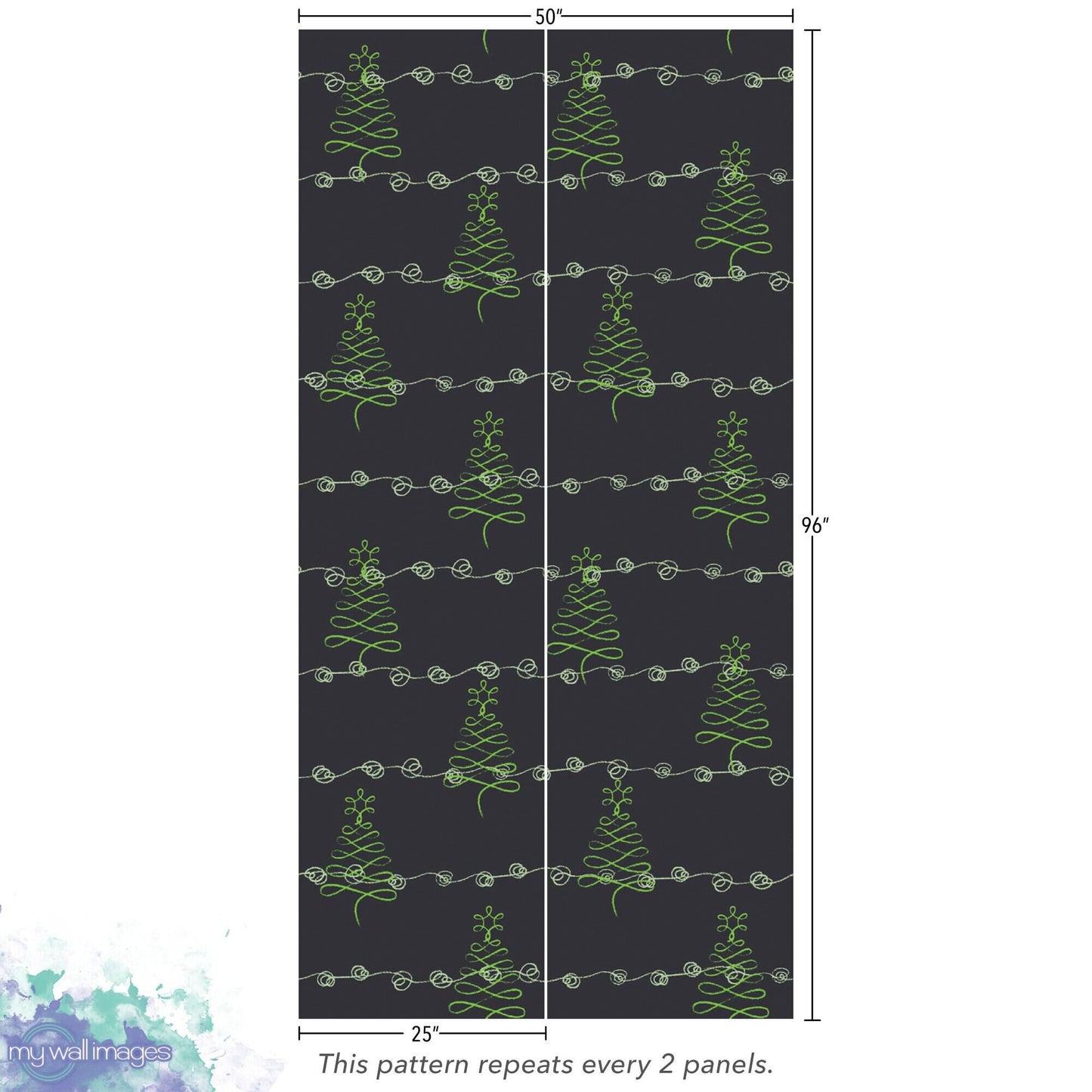 Green Christmas Tree on Black Wallpaper MW1647