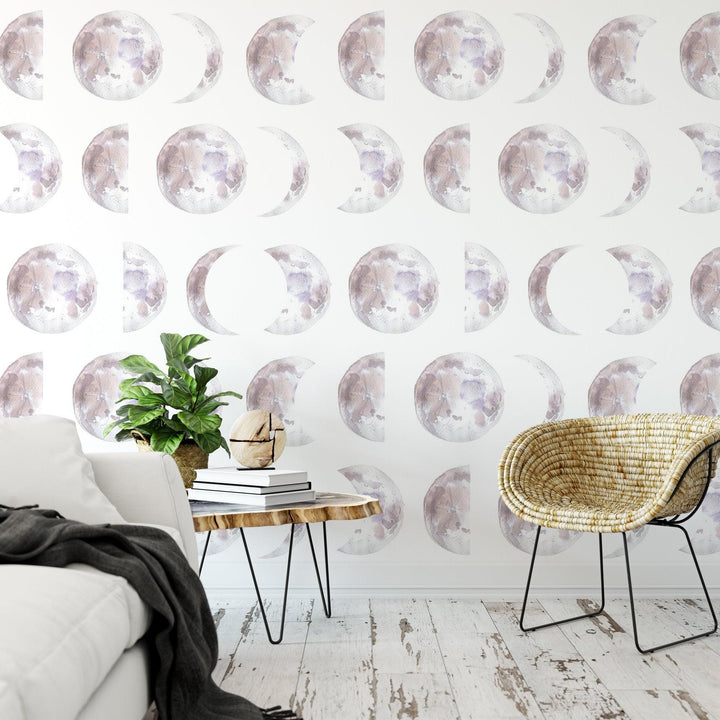 Watercolor Lunar Moon Phases Wallpaper MW1447